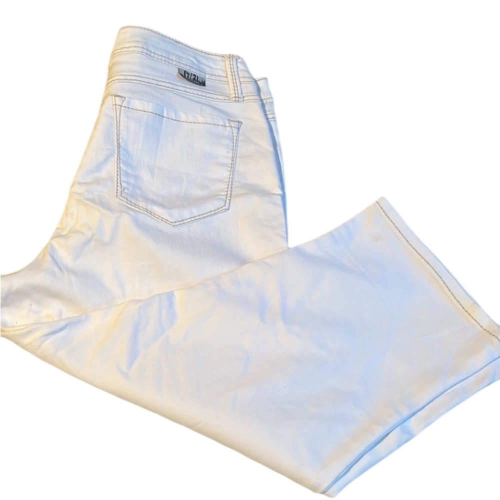 17/21 Exclusive Denim size 12 jeans high rise Ivory Cropped stretch - Picture 7 of 14